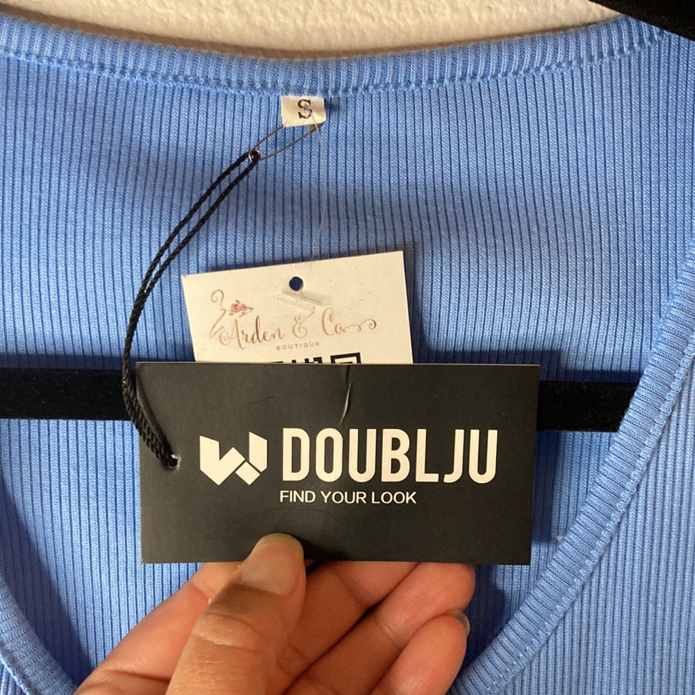 Doublju Blue Tank Top with Buttons - Picture 5 of 7